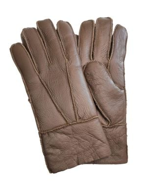 Infinity Leather Sheepskin Leather Gloves With Roll Up/Down Cuff - Brown