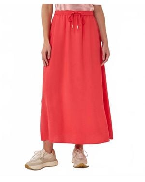 EsQualo Elastic Waist Slub Long Skirt - Red