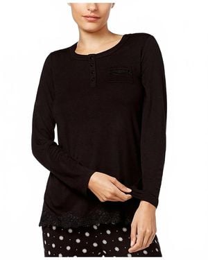 Alfani Lace Trim Sleep Tunic Top - Black