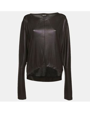 Just Cavalli Coated Jersey Long Sleeve Blouse - Black