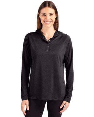 Cutter & Buck Coastline Epic Comfort Hooded Long Sleeve Pullover Shirt - Blue