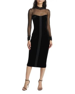 Chiara Boni Calanta Velvet Illusion Midi-Dress - Black