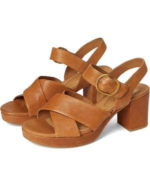 Söfft Lizzie Sandals Luggage Leather Ankle Strap Block Heel Ver1432 - Brown