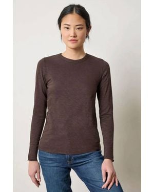 Lilla P Long Sleeve Bias Crewneck Tee - Purple
