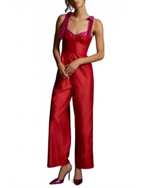 Hutch Seamed Wide-Leg Jumpsuit - Red