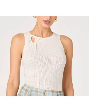 Astr Alyse Pointelle Knit Top - White