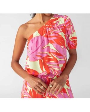 Sanctuary Elastic Waist One Shoulder Top - Red
