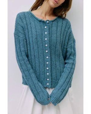 ALL ROW Theodora Ribbed Cuffs Cardigan - Blue
