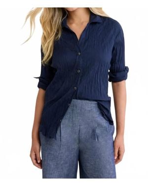 NIC+ZOE Cotton Cambric Crinkle Shirt - Blue