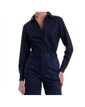 Karina Grimaldi Veronica Suede Blouse - Blue