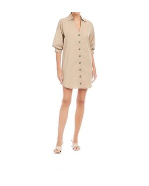 Fifteen Twenty Phoebe Lantern Sleeve Shirtdress - Natural