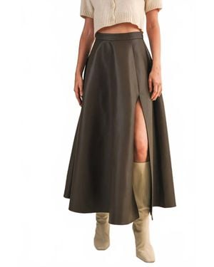 Klesis Leather Midi Skirt - Brown