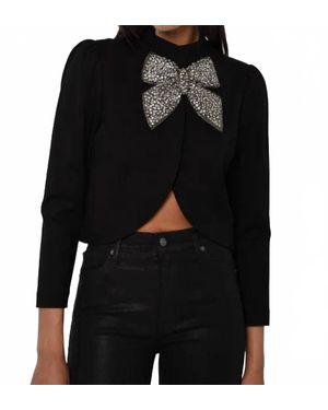 LOVE THE LABEL Regina Embellished Bow Crop Jacket - Black