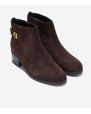 Cole Haan Holis W29147 Boots 9 Dark Chocolate Suede Buckle Bootie Zpo2341 - Brown