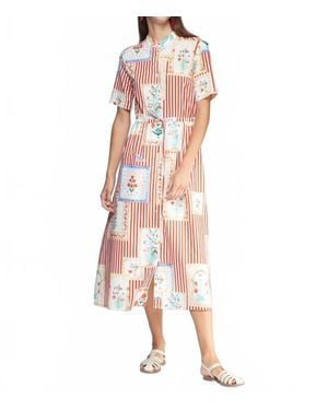 Vilagallo Dress Aroa Patchwork Rayas Print - Pink