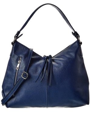 Italian Leather Shoulder Bag - Blue