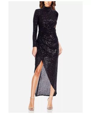 ONE33 SOCIAL High Neck Floor-Length Sequin Formal Dress - Blue