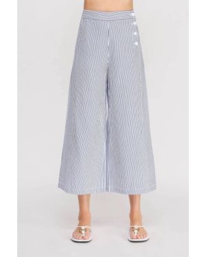 Allie Rose Olga Seersucker Pants - Gray