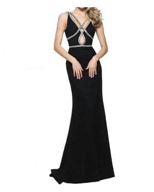Sherri Hill Beaded Cutout Evening Gown - Black