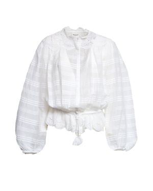 Isabel Marant Polly Floral Lace Mock Neck Blouse - White
