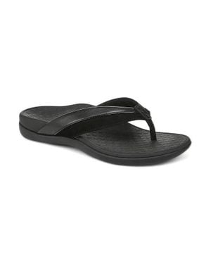 Vionic Shore Toe Post Sandals Suede Thong Slide Ver669 - Black
