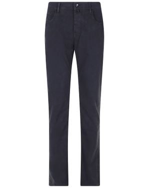 Jacob Cohen Cotton Five-Pocket Button Closure Straight-Leg Pants - Blue