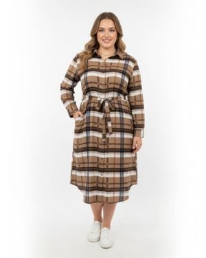 TRUEDAMES Button Front Midi Shirt Dress With Self Tie Belt - White