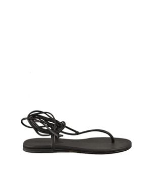SKILLS & GENES Thong Leather Sandals - Black