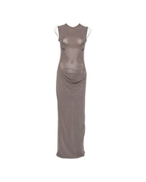 Jean Paul Gaultier Sleeveless Maxi Dress With Embroidered Detail - Gray