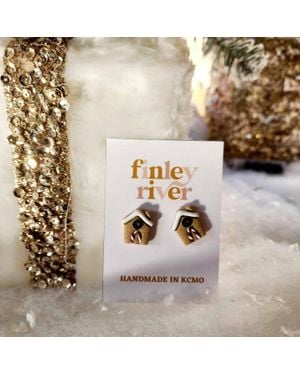 Finley River Gingerbread House Clay Earrings - Natural