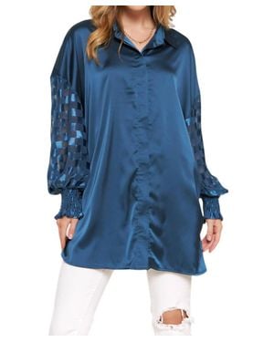 And The Why Check Long Sleeve Top - Blue