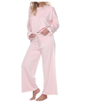 PJ Harlow Kimber Crop French Terry Wide Leg Crop Pant - Pink