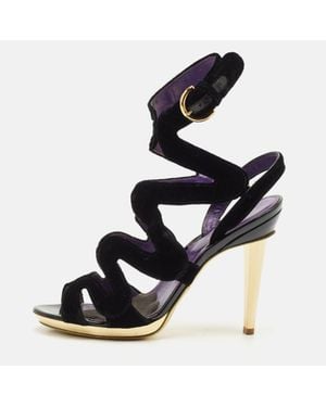 Sergio Rossi Velvet Strappy Sandals - Black