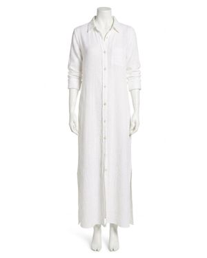 Faherty Dune Cotton Gauze Maxi Shirtdress - White