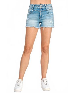 Petra153 Medina High Rise Yoke Detailing Shorts - Blue