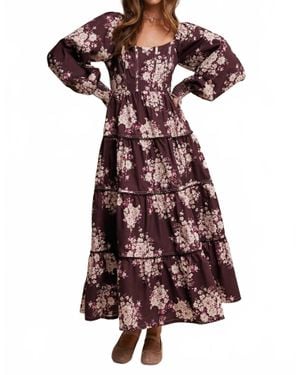 Listicle Romantic Floral Tiered Maxi Dress - Multicolor
