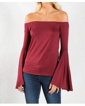 Elan Off Shoulder Top With Bell Sleeves - Red