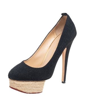 Charlotte Olympia Canvas Dolores Espadrille Platform Ankle-Strap Pumps - Blue