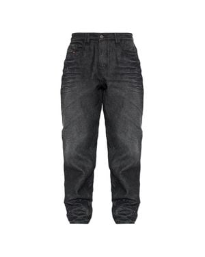 DIESEL Gathered Cuffs Textured Silk-Nylon Blend Jeans - Black