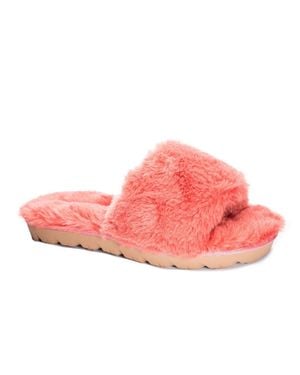 Chinese Laundry Rally Sandal Coral Faux Fur Comfort Slide Jobb582 - Pink