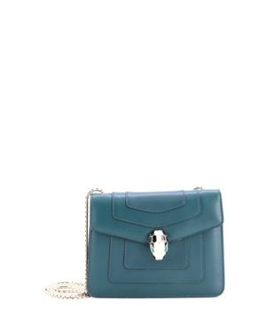 BVLGARI Serpenti Forever Square Shoulder Bag Leather - Blue