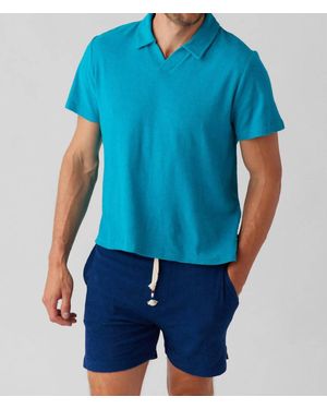 Sol Angeles Loop Terry Short Sleeve Polo - Blue