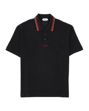 Versace Accents Cotton Polo Shirt - Black