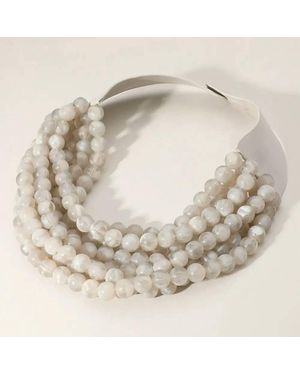 ANB Fashion Chunky Beaded Layered Necklace - Metallic