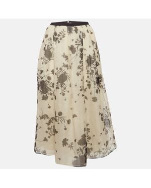 Max Mara Printed Organza Midi Skirt - Natural