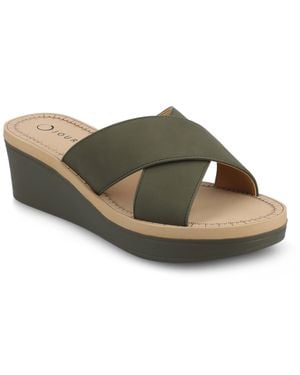 Journee Collection Apos;S Biara Platform Wedge Sandals - Green