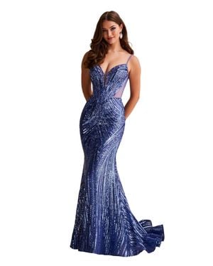 Ellie Wilde All Over Sequin Gown - Blue