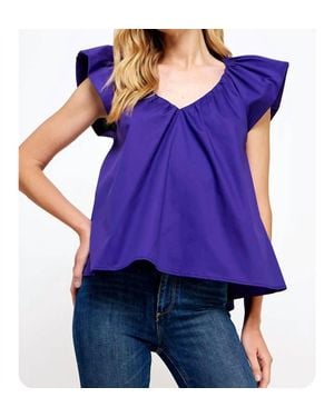 Strut & Bolt Puff Sleeve Poplin Top - Purple