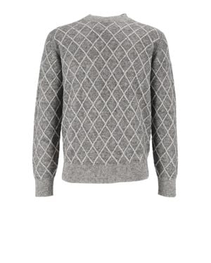 Ballantyne Diamond Knit Crewneck Sweater - Gray