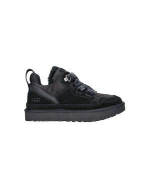 UGG Lowmel Leather Faux Fur Sneakers - Black